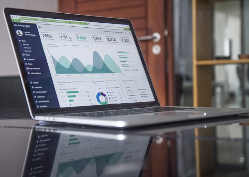 Analytics dashboard with growth charts